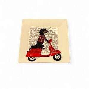 Dachshund on a Scooter small appetizer Plate